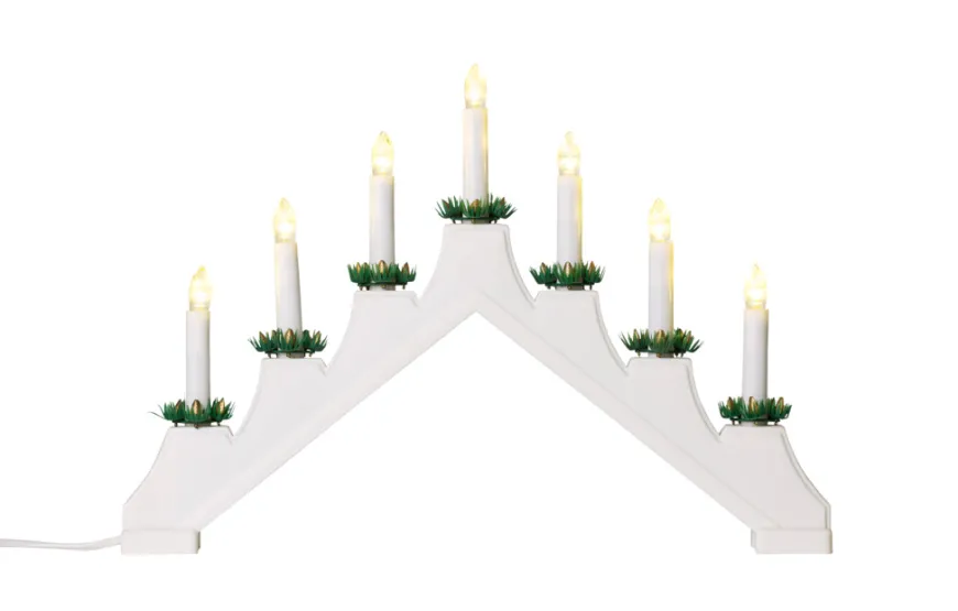 Adventsstake klassisk hvit med 7 lys