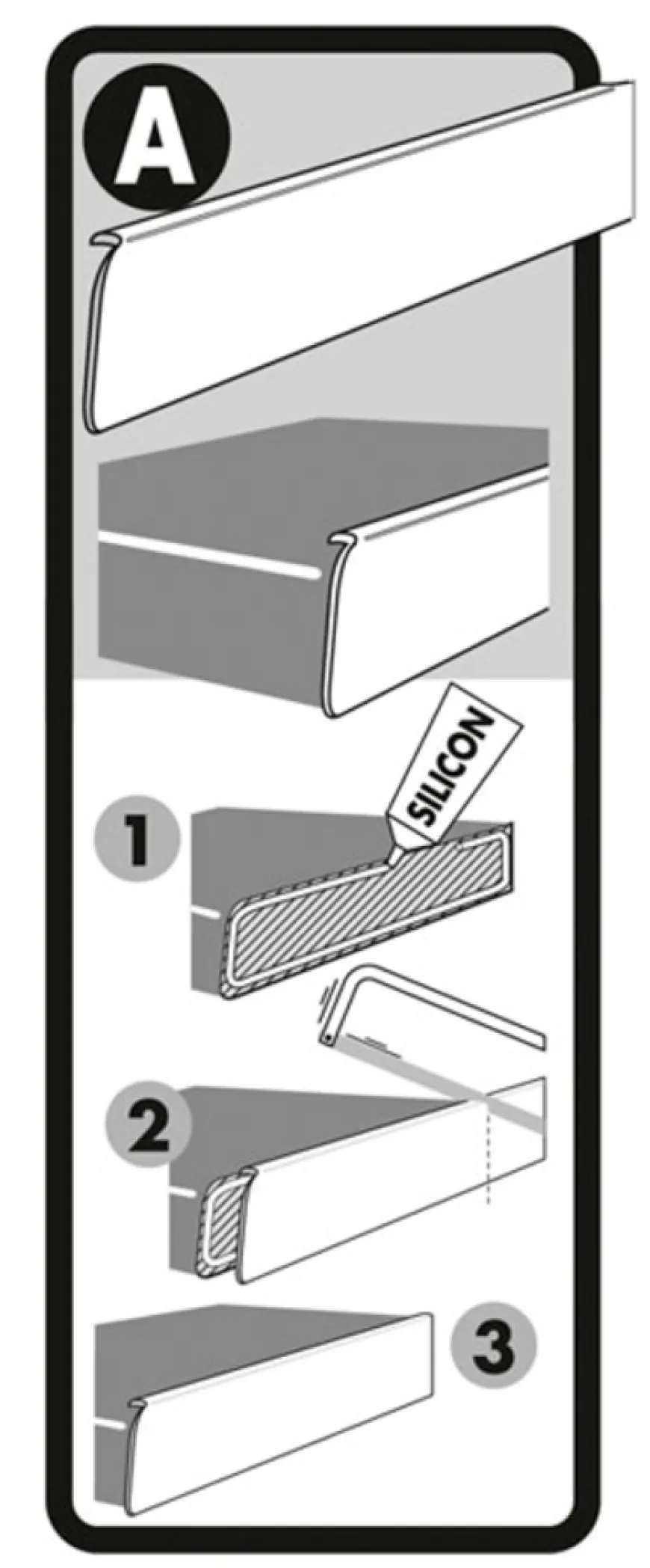 Avslutningslist aluminium 28 mm x 63 cm