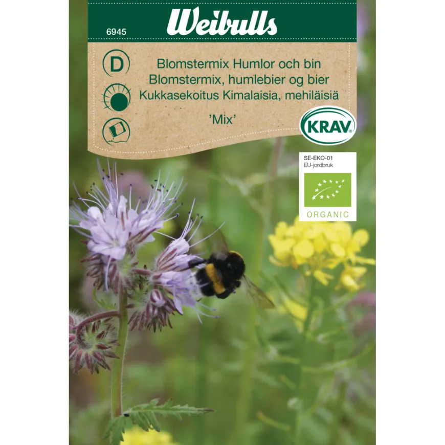 Blomstermix, humler og bier økologisk