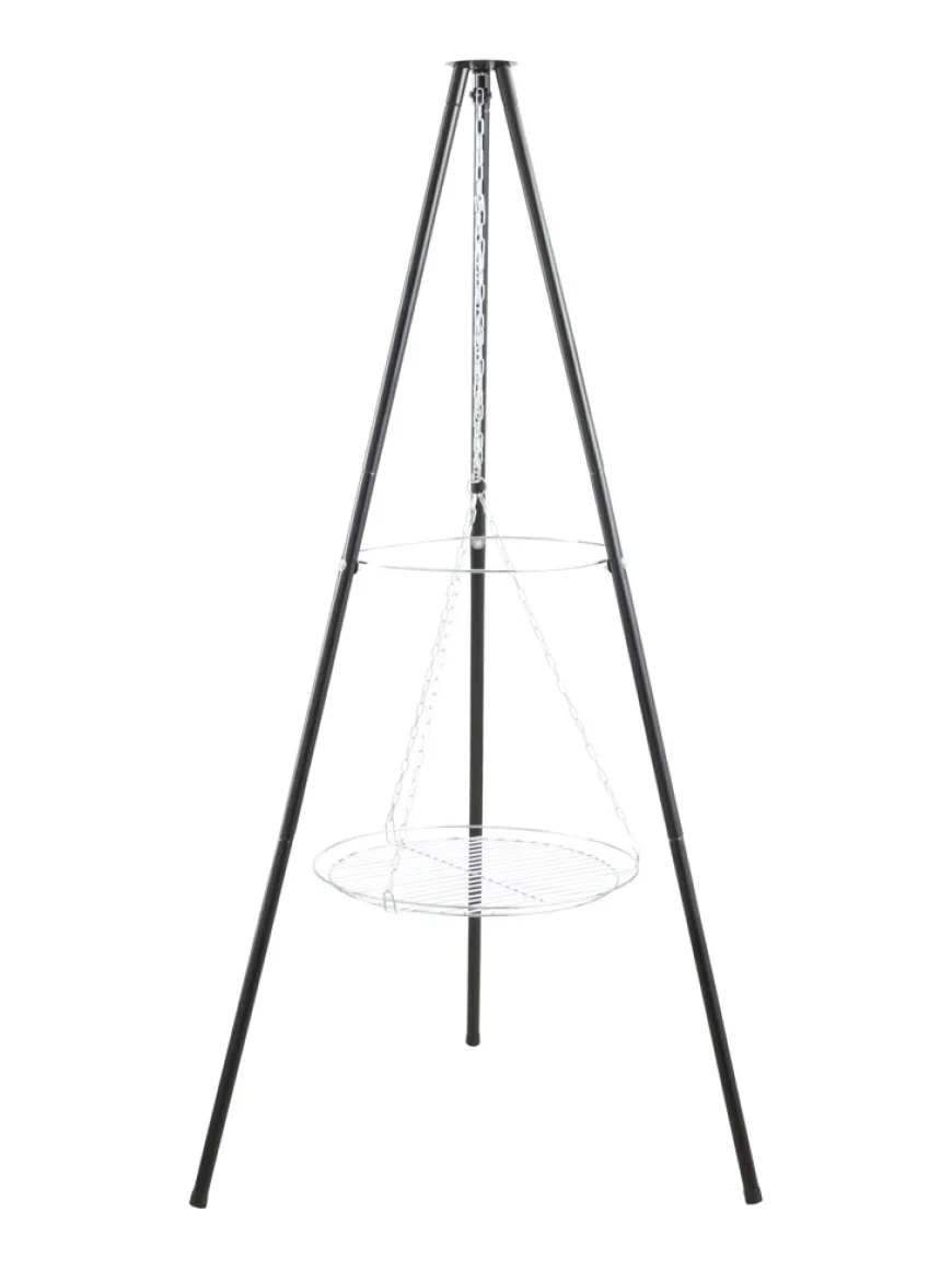 Bålpanne tripod med bålfat og rist - Grillexpert