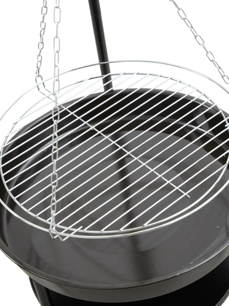 Bålpanne tripod med bålfat og rist - Grillexpert
