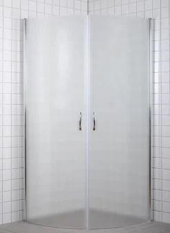 Dusjhjørne m/buede dører i frostet glass 90 x 90 x 190 cm
