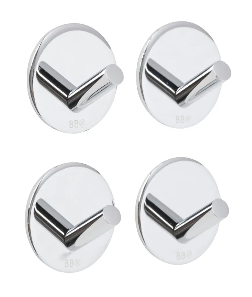 Enkel krok selvklebende Ø30 mm 4-pk. - krom