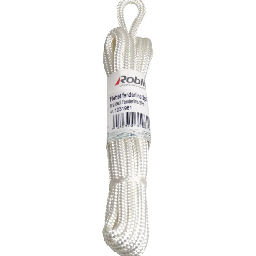 Fenderline flettet 2-pk hvit 6 mm x 1,5 meter - Robline®
