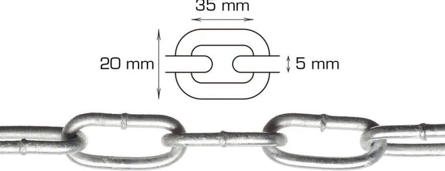 Galvanisert kjetting langlenket Ø5 mm x 5 meter