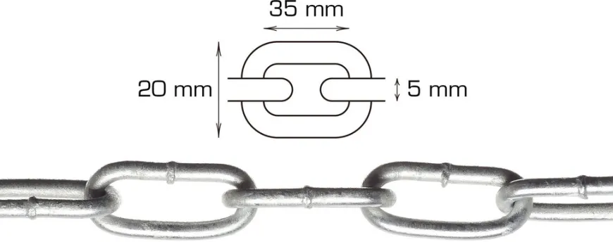 Galvanisert kjetting langleddet Ø5 mm x 2 meter