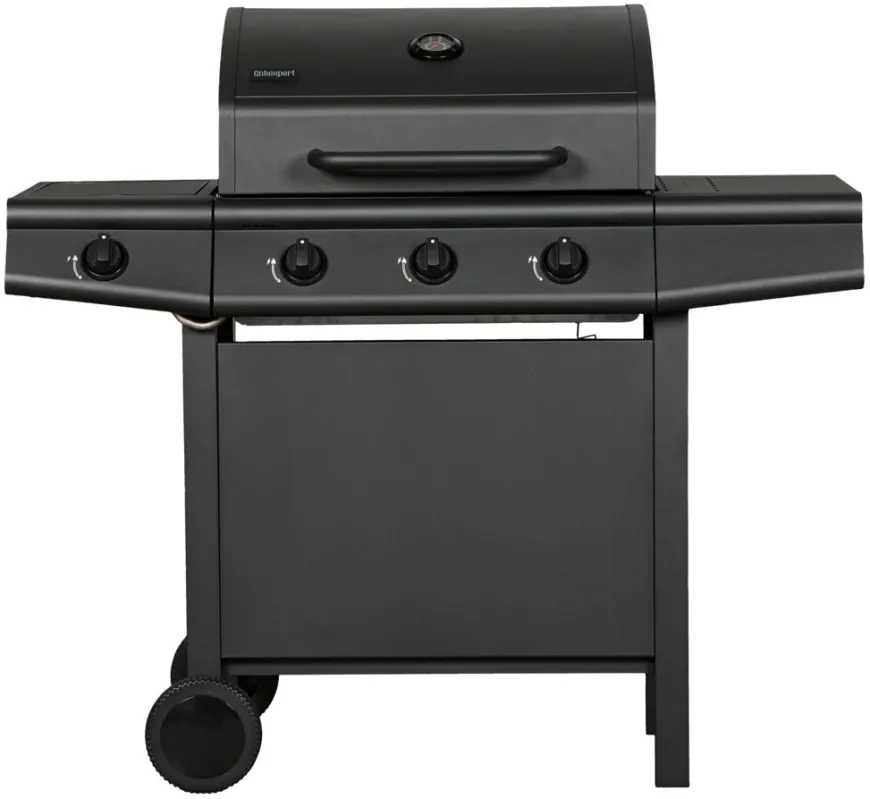 Gassgrill 3 brennere og sidebrenner svart - Grillexpert