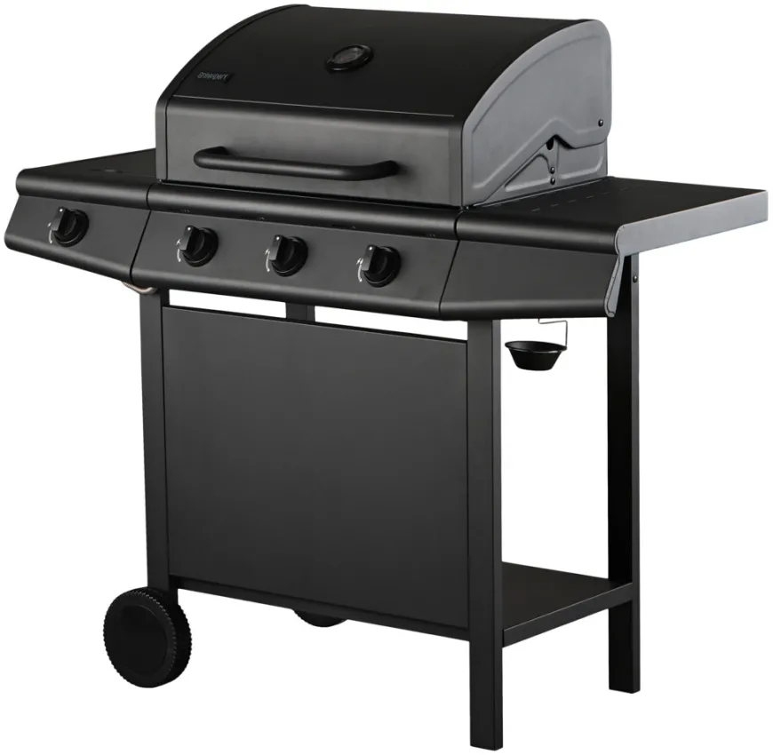 Gassgrill 3 brennere og sidebrenner svart - Grillexpert