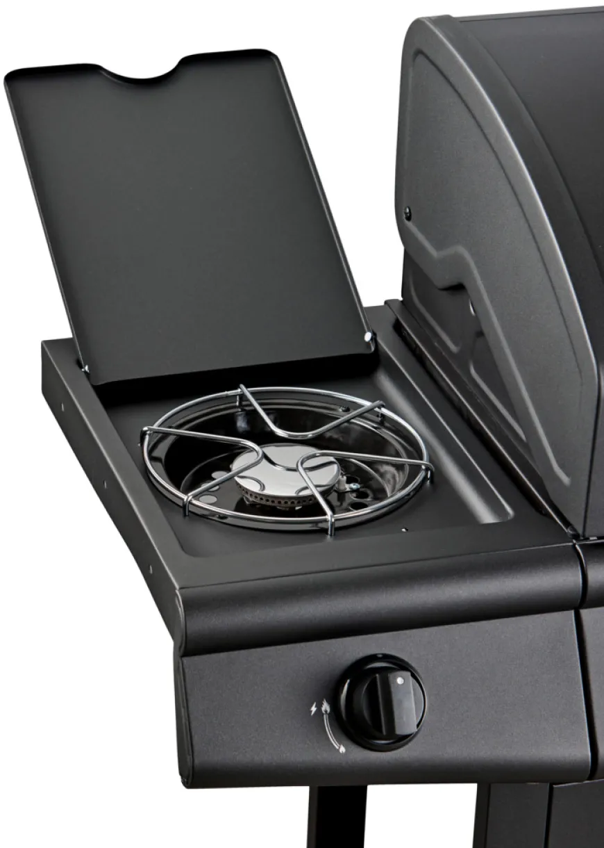 Gassgrill 3 brennere og sidebrenner svart - Grillexpert