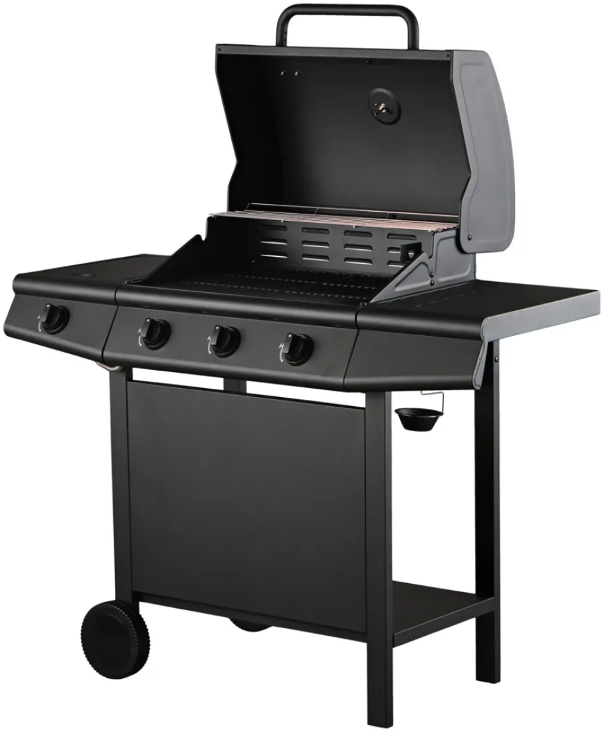 Gassgrill 3 brennere og sidebrenner svart - Grillexpert