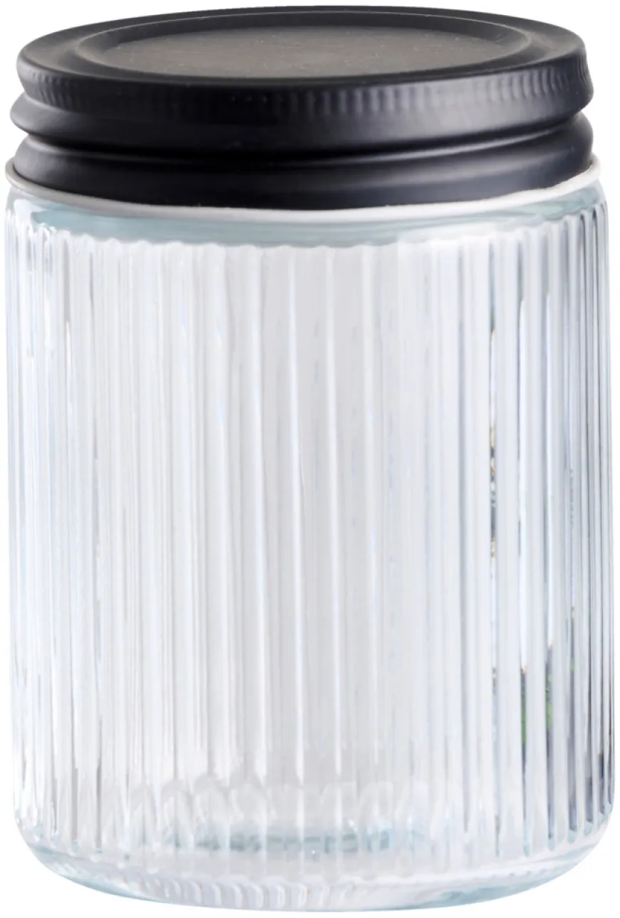 Glasskrukke riflet m/skrulokk 0,25 liter - DAY