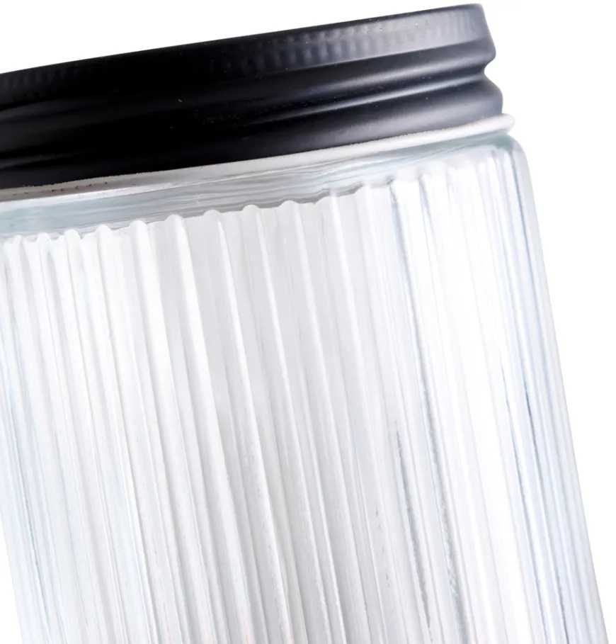 Glasskrukke riflet m/skrulokk 0,25 liter - DAY