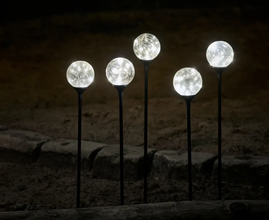 Glasskuler på spyd 50 LED 5-pk.