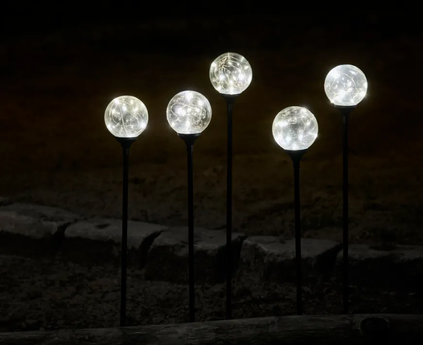 Glasskuler på spyd 50 LED 5-pk.