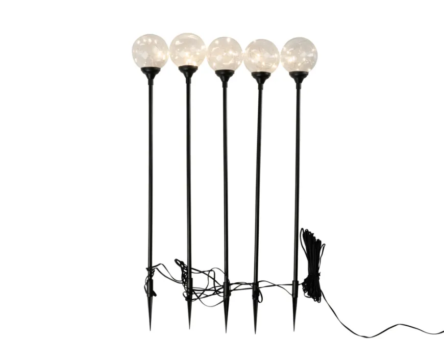 Glasskuler på spyd 50 LED 5-pk.