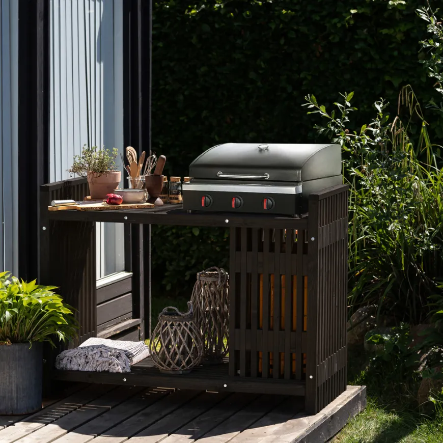 Grillbord svart 123 x 57,5 x 93 cm