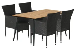 Hagebord Beijing svart/teak 148 x 85 cm - Sunlife®