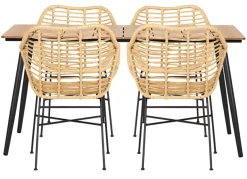 Hagebord Beijing svart/teak 148 x 85 cm - Sunlife®