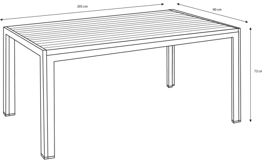 Hagebord Havanna 205 x 90 cm i alu/nonwood - Sunlife®