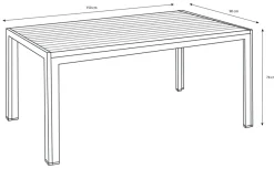 Hagebord Havanna 150 x 90 cm i alu/nonwood - Sunlife®