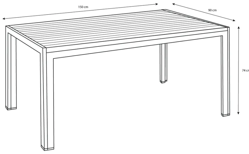 Hagebord Havanna 150 x 90 cm i alu/nonwood - Sunlife®