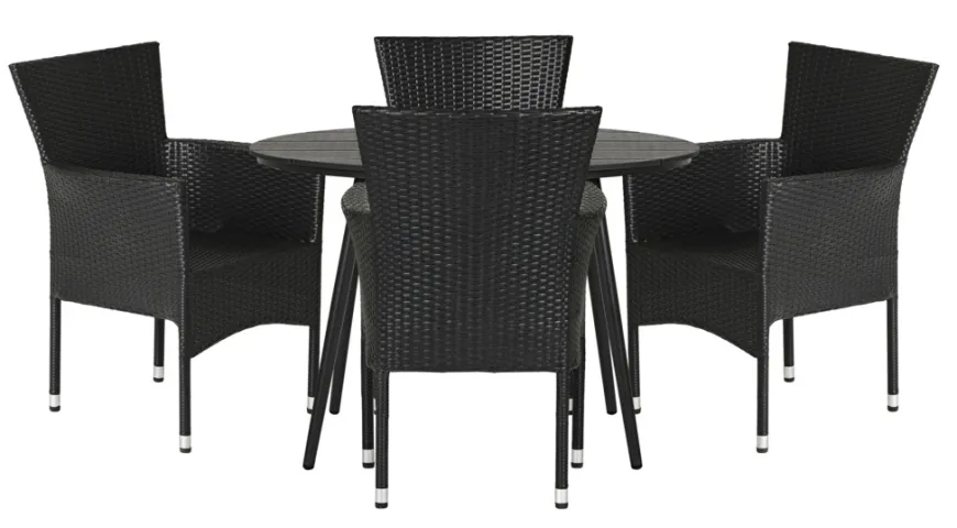 Hagebord Madrid svart Ø110 cm - Sunlife®
