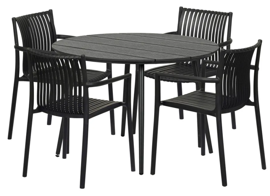 Hagebord Madrid svart Ø110 cm - Sunlife®
