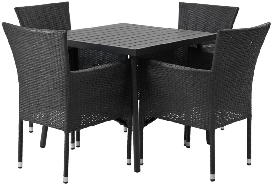 Hagestol Bangkok i metall og svart polyrotting - Sunlife®