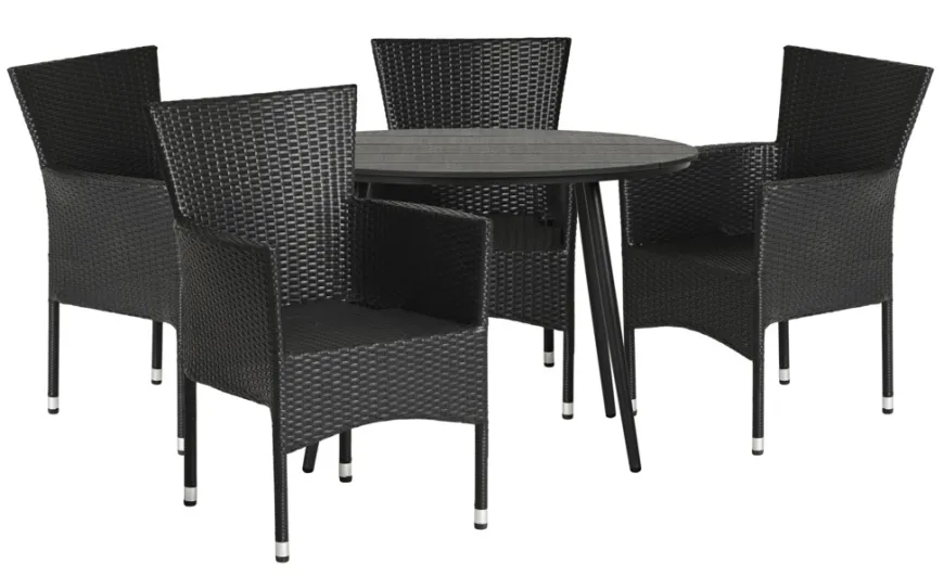 Hagestol Bangkok i metall og svart polyrotting - Sunlife®