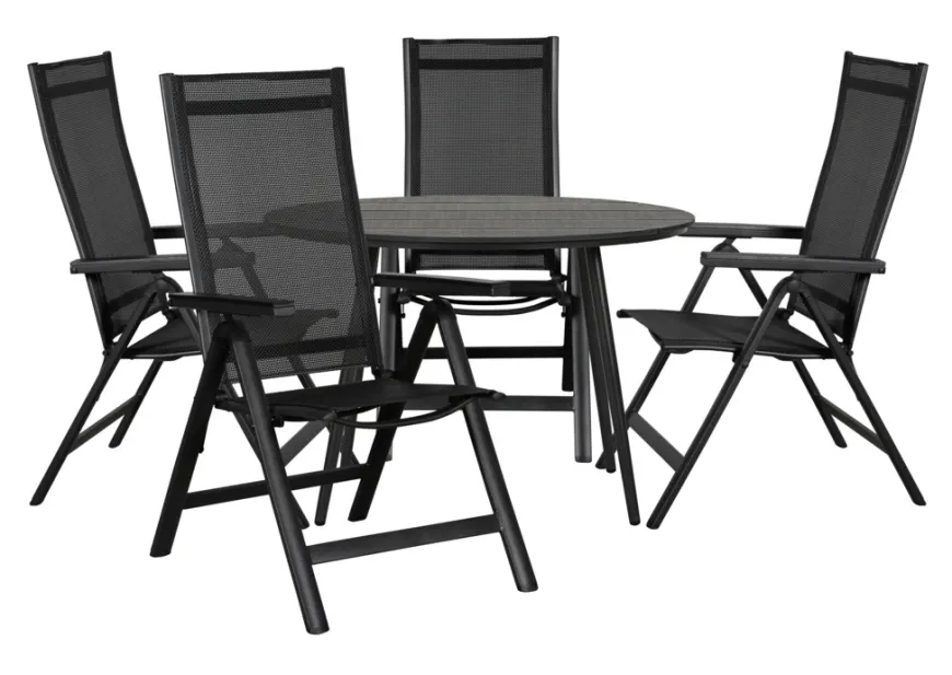 Hagestol Kingston 6 posisjoner svart - Sunlife®