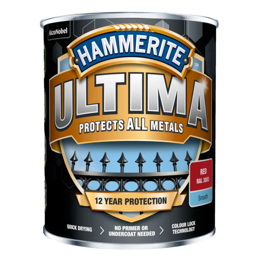 Hammerite Ultima rød metallmaling 750 ml