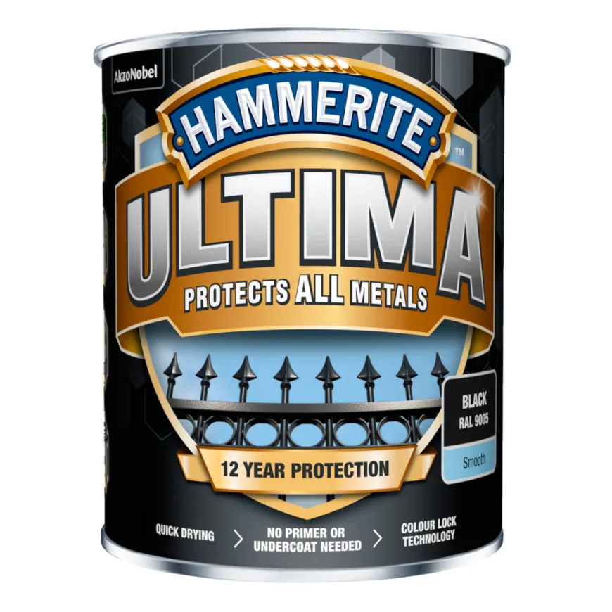 Hammerite Ultima svart metallmaling 750 ml
