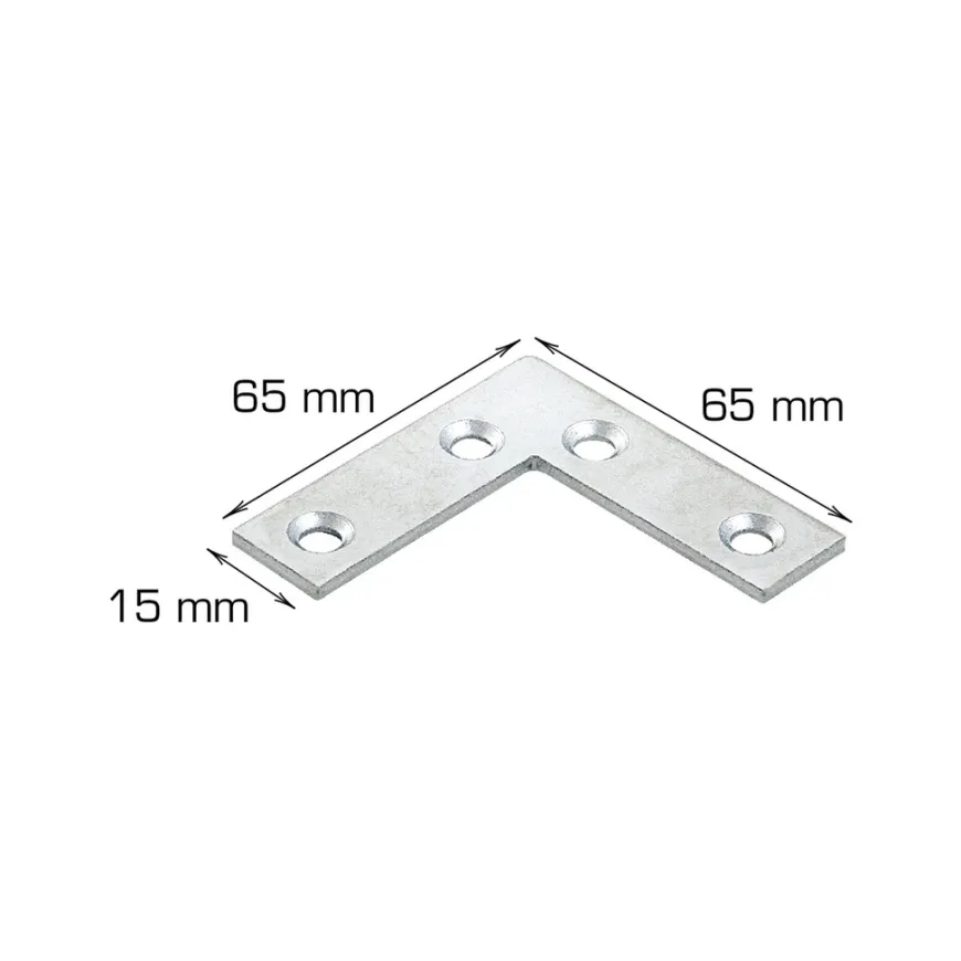 Hjørnebeslag 65 x 65 x 15 mm. mm - 2 stk.