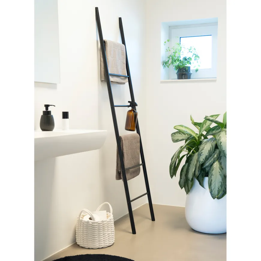 Håndkleholder bambus svart 180 x 45 cm