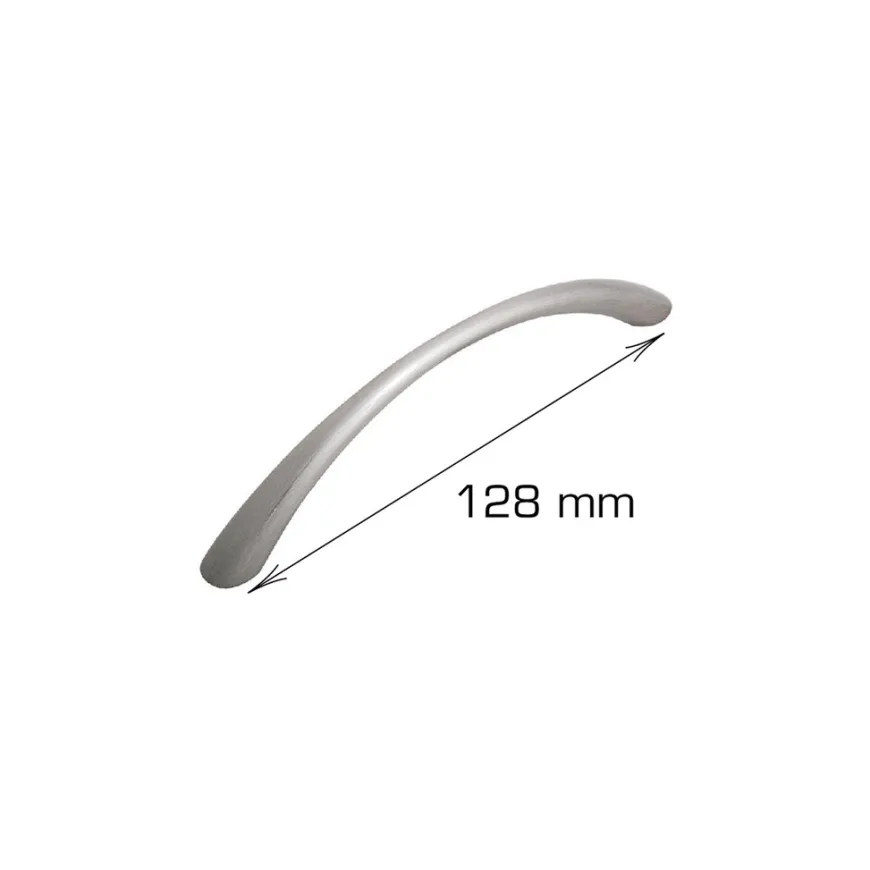 Håndtak flat bue stål 128 mm - 2 stk.