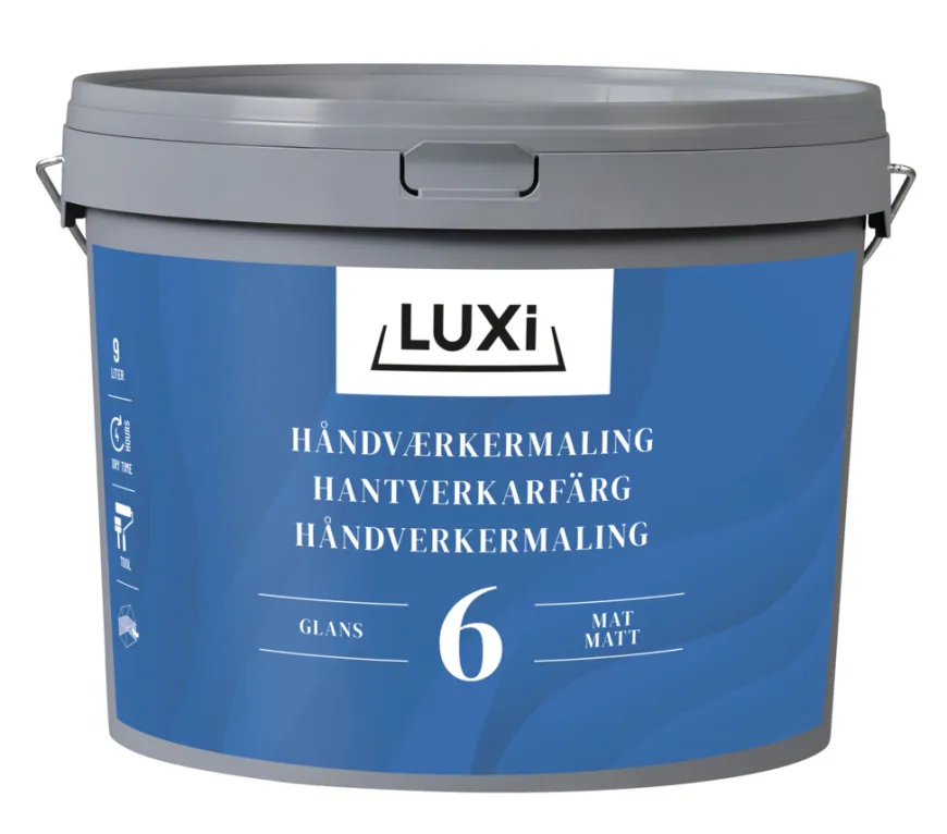 Håndverkermaling glans 6 hvit 10,9 liter - Luxi