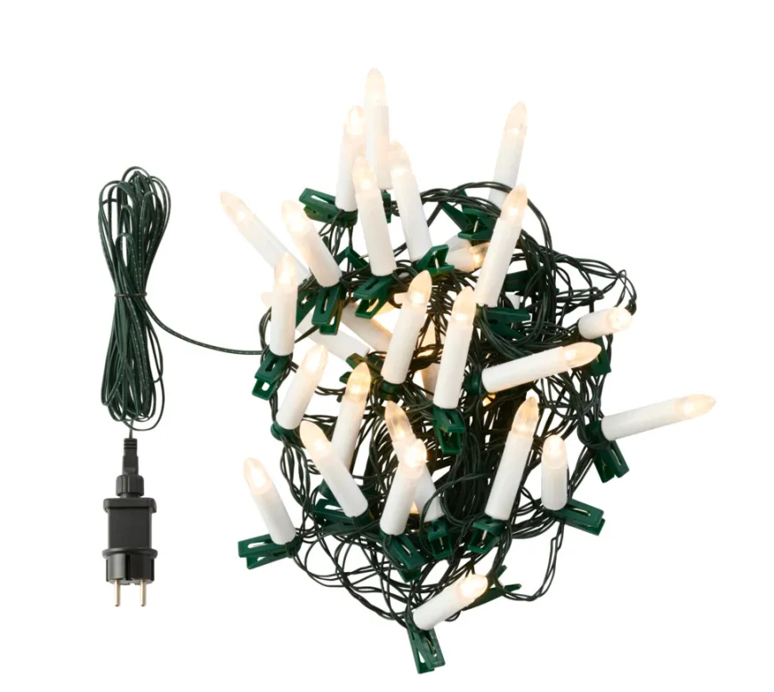 Juletrelys med 30 LED-lys med klips