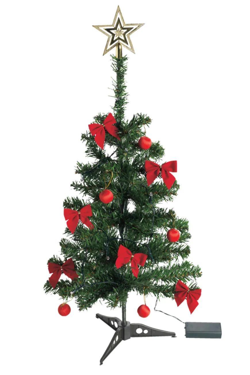 Juletre plast H60 cm m/10 LED og pynt