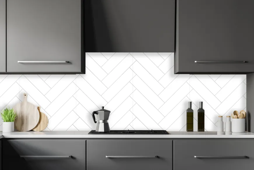 Kitchenline Kjøkkenplate White Herringbone 610 x 610 mm