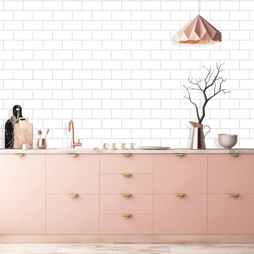 Kitchenline Kjøkkenplate White Brick 610 x 610 mm