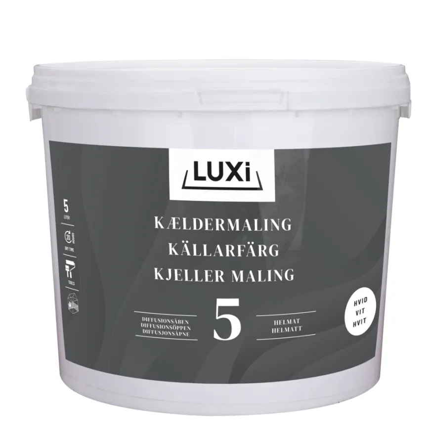 Kjellermaling glans 2 hvit 5 liter - Luxi