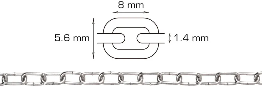 Kjetting Ø1,4 mm x 2 meter