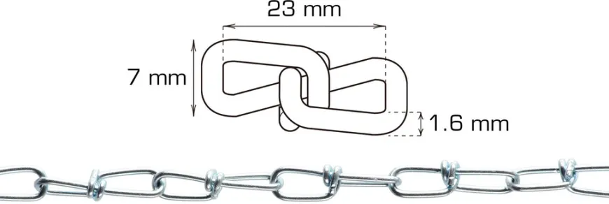 Kjetting Ø1,6 mm x 2 meter
