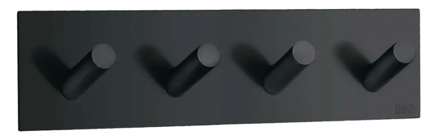Kroklist m/4 kroker selvklebende - matt svart
