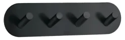 Kroklist m/4 kroker selvklebende - matt svart