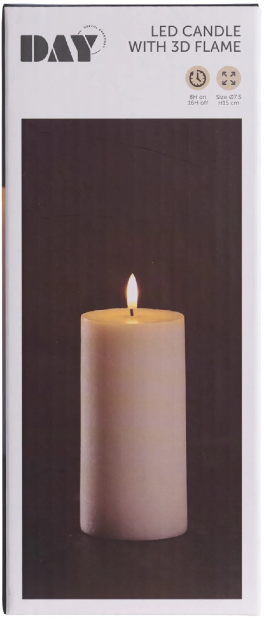 Kubbelys med 3D LED-flamme H15 cm