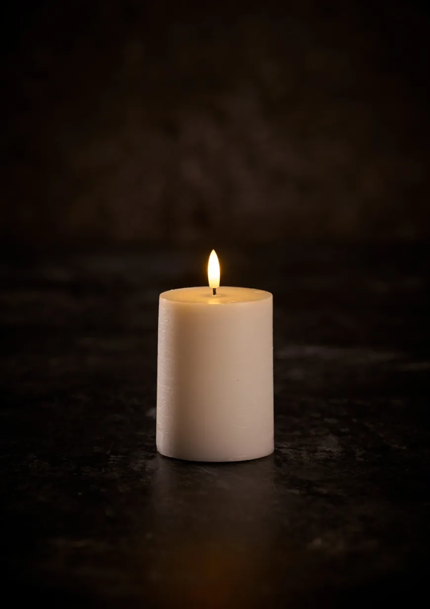 Kubbelys med 3D LED-flamme H10 cm