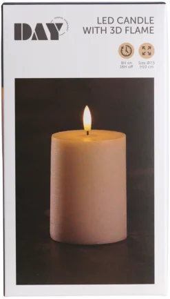 Kubbelys med 3D LED-flamme H10 cm
