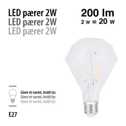 LED-filamentpære diamant 2 W E27
