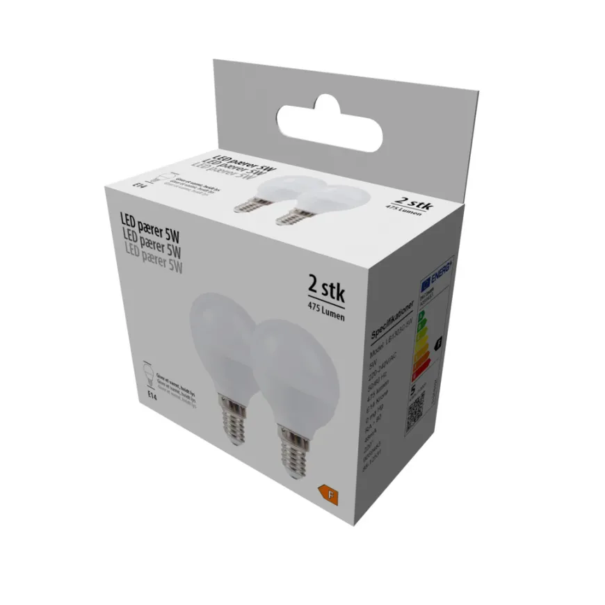 LED-kronepærer 4,9 W E14 - 2 pk.